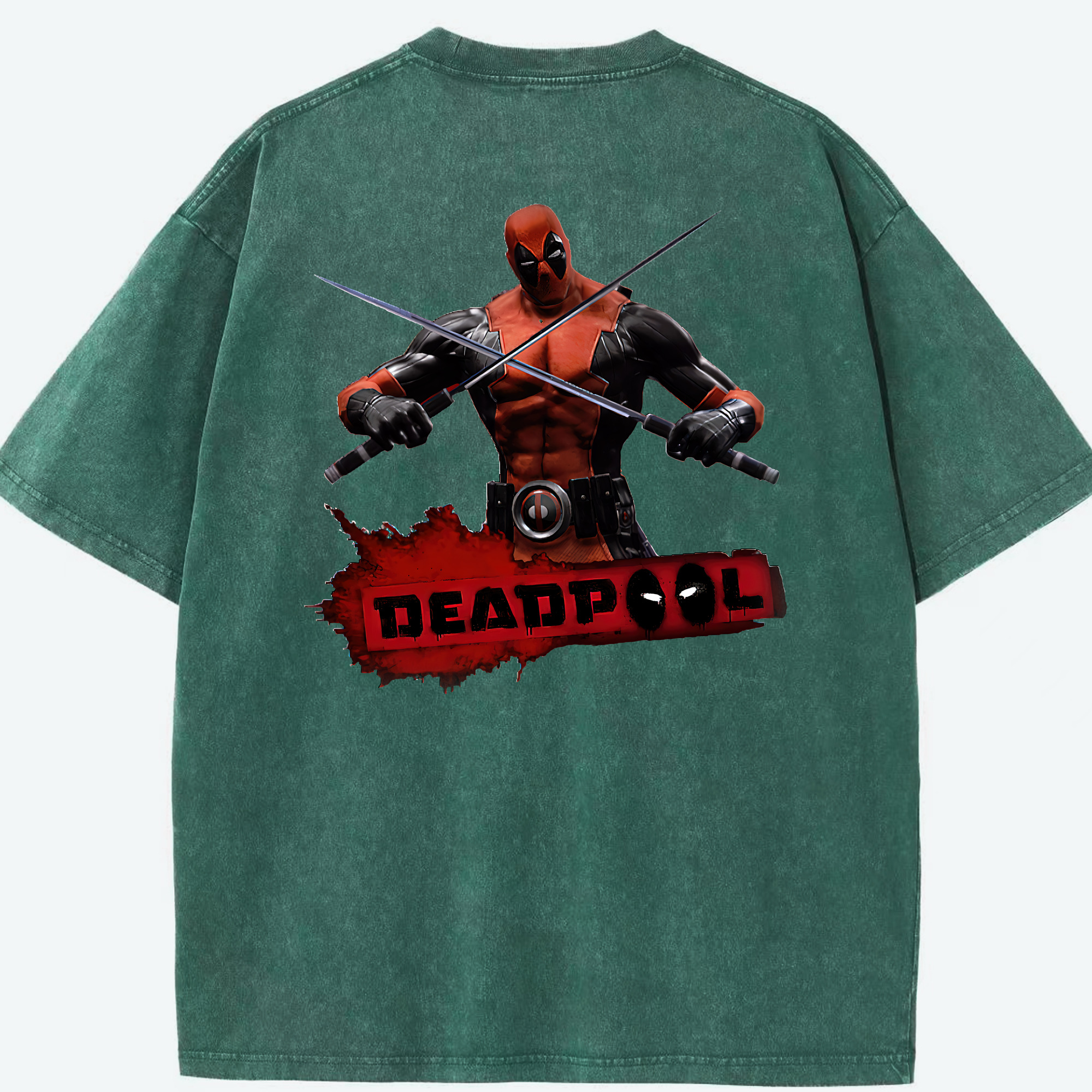 （画像用） Deadpool デッドプール 綿100% ヴィンテージ風 半袖Tシャツ（背面プリント）